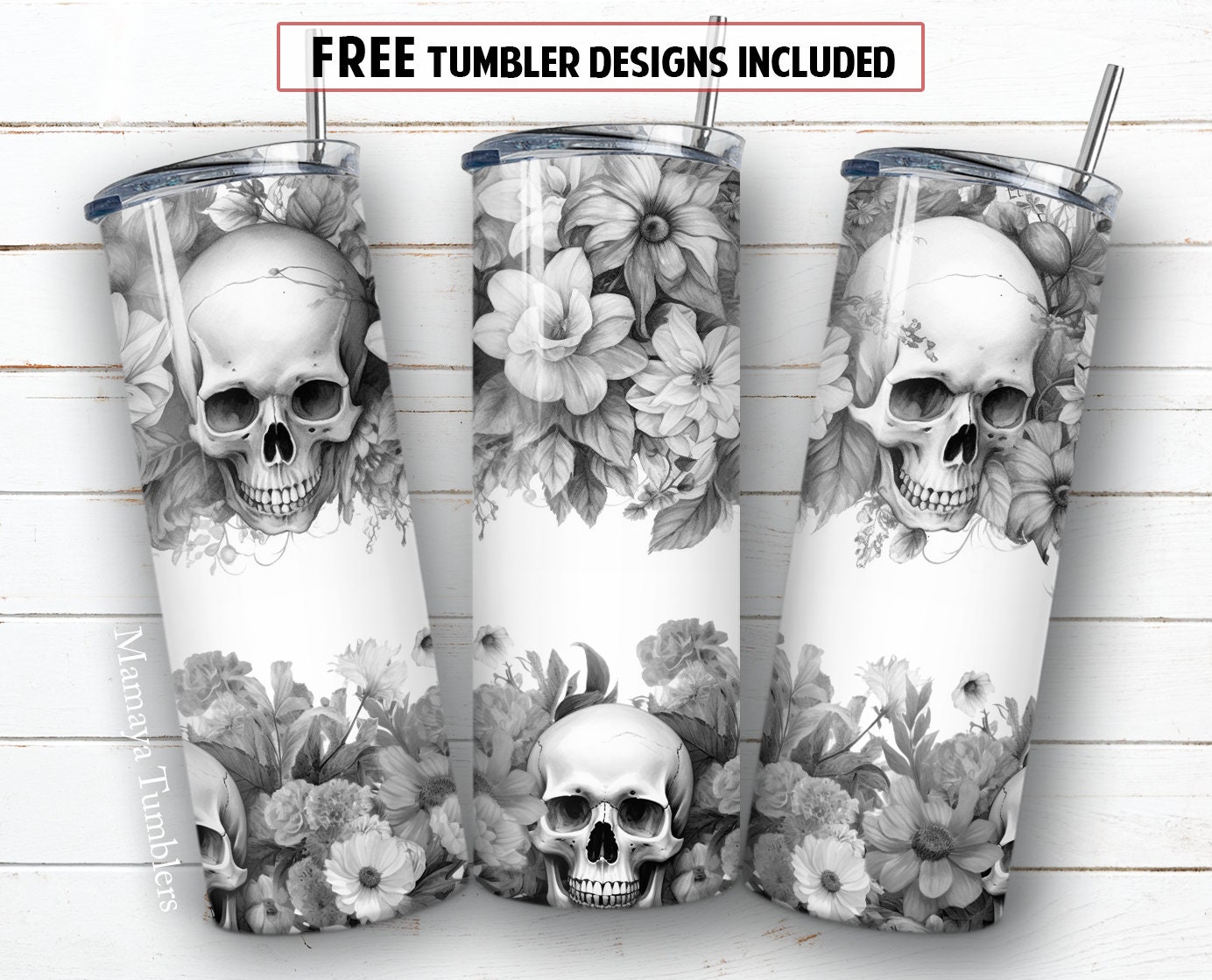 Halloween Tumbler/October Aesthetic/Floral Skull/Funny Tumbler/Blue Sk –  Cactus & Cedar