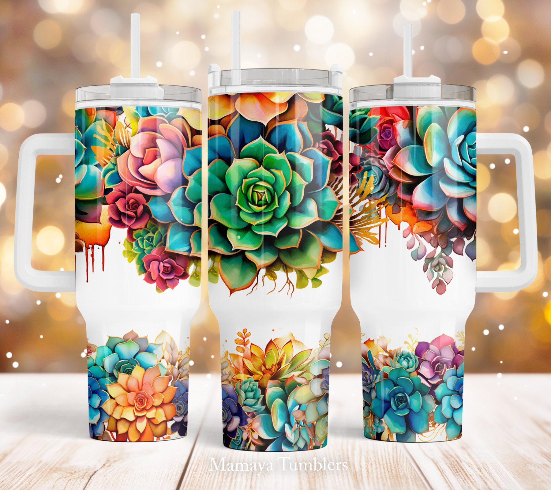 Sweet Succulents on Eucalyptus 40oz Stanley – Sonoran Beauty Designs