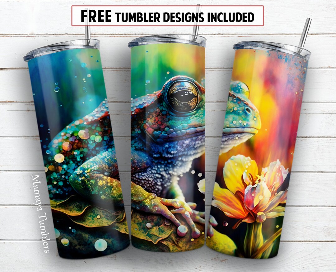 Alcohol Ink Frog 20 Oz Skinny Tumbler Sublimation Design Abstract ...