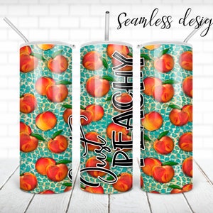 SEAMLESS just peachy tumbler PNG Design Teal Leopard Pfirsich 20 oz skinny tumbler STRAIGHT digital wrap