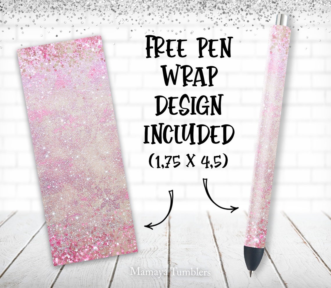 Pink Glitter 20 Oz Skinny Tumbler Sublimation Design Girl Sparkling PNG ...
