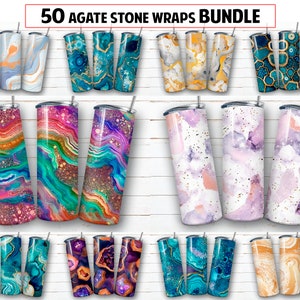 Agate Stone 50 BUNDLE 20 Oz Skinny Tumbler Sublimation Design Marble ...