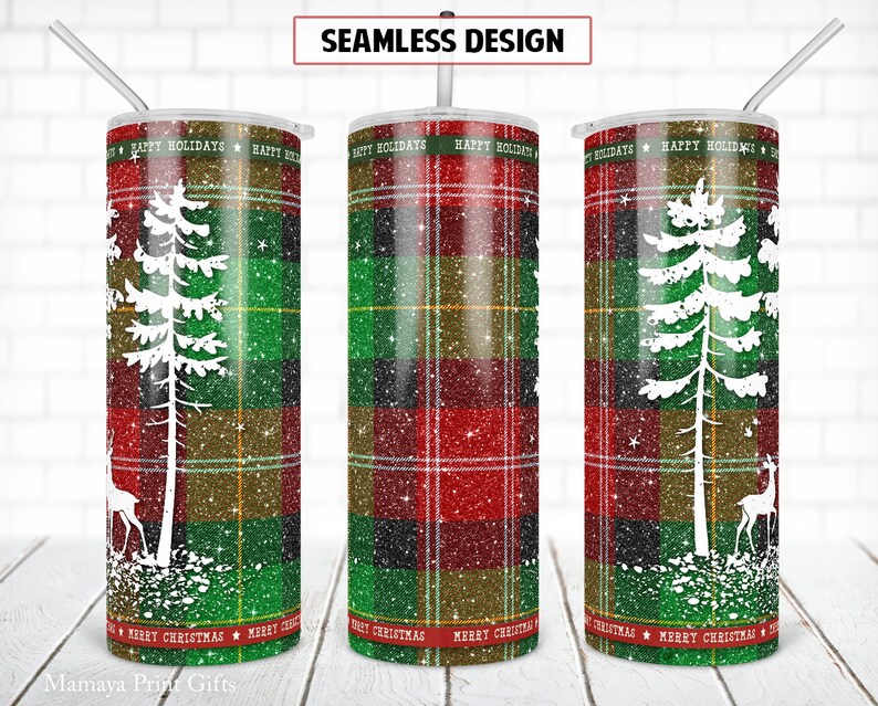 20 Oz Skinny Tumbler Sublimation Design Christmas Deer Buffalo - Etsy