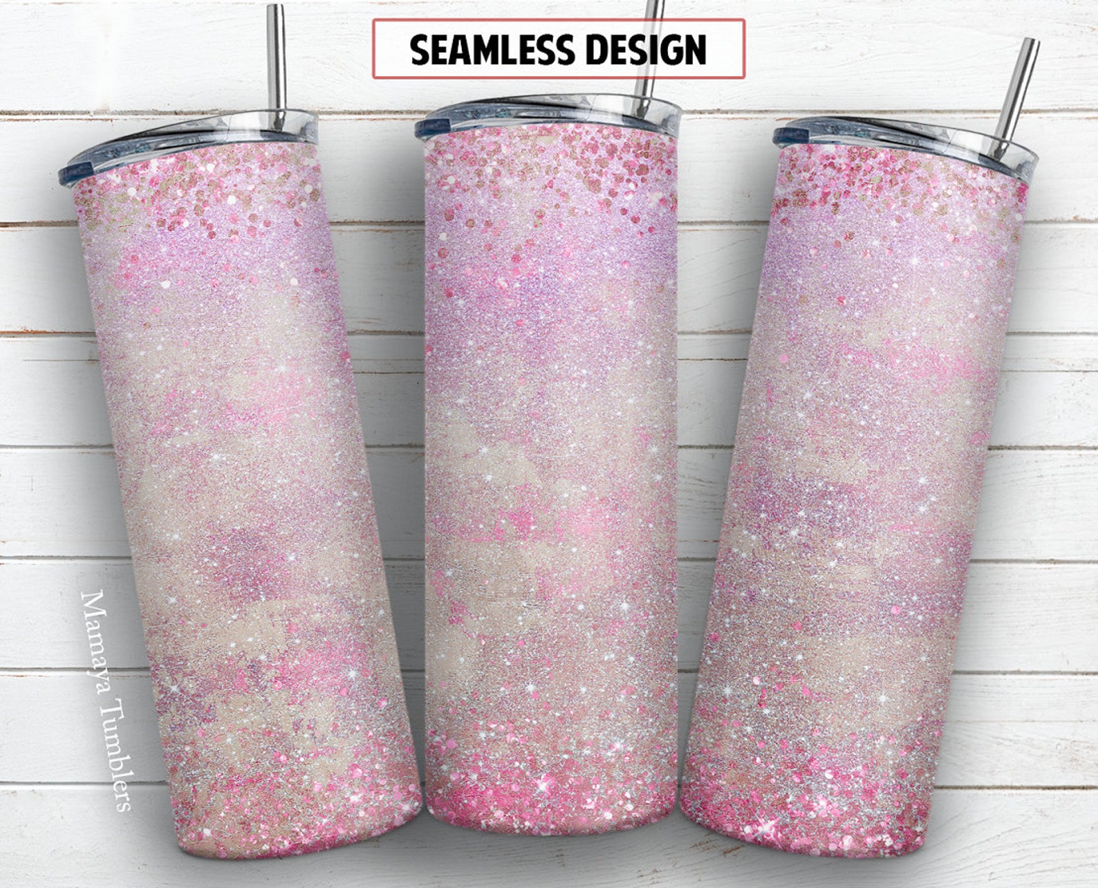 Pink Glitter 20 Oz Skinny Tumbler Sublimation Design Girl Sparkling PNG ...