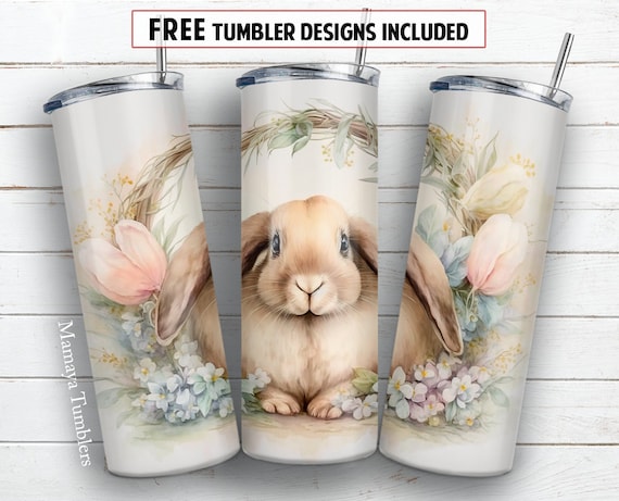 Easter Bunny 20oz Skinny Tumbler Sublimation Design, Easter