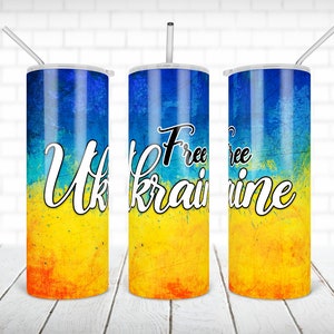 Free Ukraine tumbler PNG design Ukraine flag 20 oz skinny tumbler STRAIGHT digital wrap