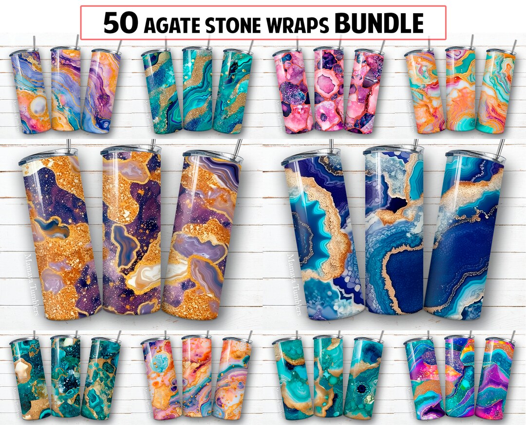 Agate Stone 50 BUNDLE 20 Oz Skinny Tumbler Sublimation Design Marble ...