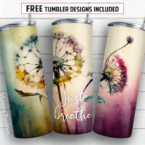 Andas bara 20 oz smal tumbler sublimeringsdesign maskrosblomma motivation blommig digital PNG rak omslag vattenrutschkana nedladdning