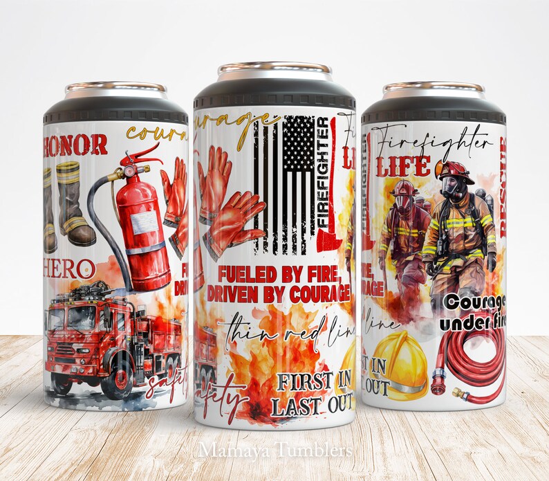 Firefighter 4 in 1 Can Cooler Sublimation Design Fueled by Fire Driven ...