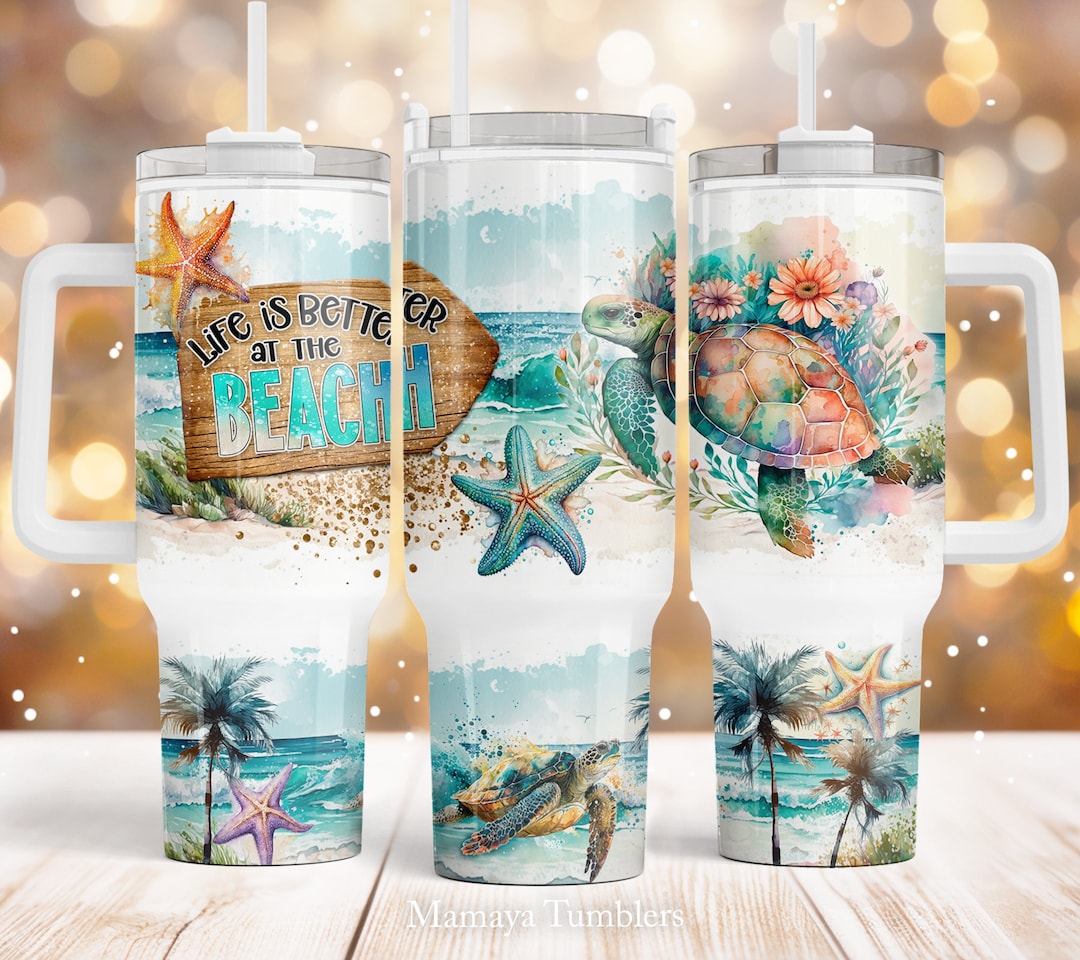 Life is Better at the Beach 40 Oz Quencher Tumbler Sublimation Design ...