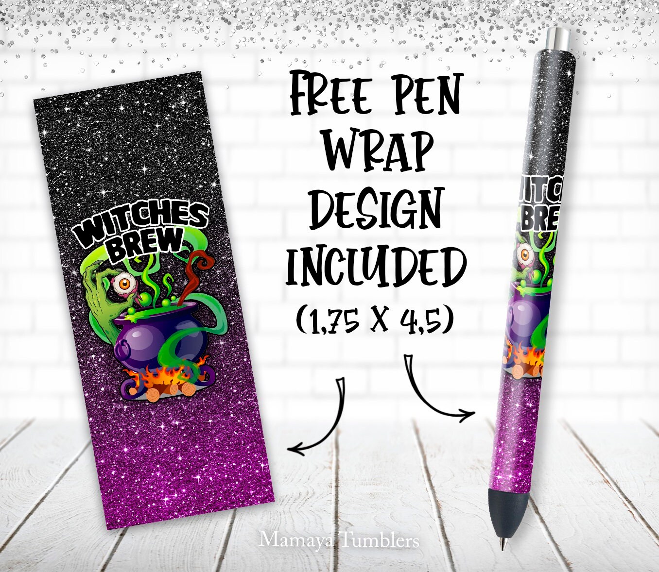Witchy 20 Oz Skinny Tumbler Sublimation Design Witches Brew Halloween ...