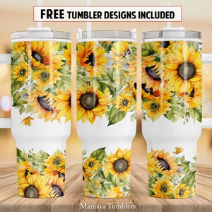 Sunflowers 40oz Quencher Tumbler Sublimation Design Country Flower ...
