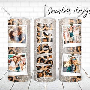 Picture frame madre tumbler PNG design Leopard glitter 20 oz skinny tumbler STRAIGHT digital wrap
