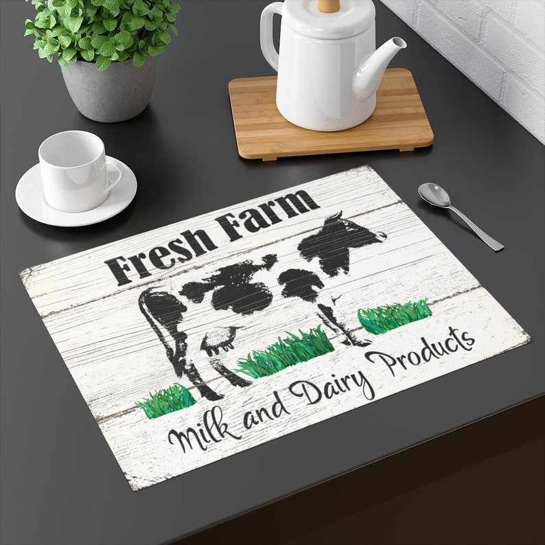 Country Style Placemat Farm Animal Placemat Cow Tabletop Etsy