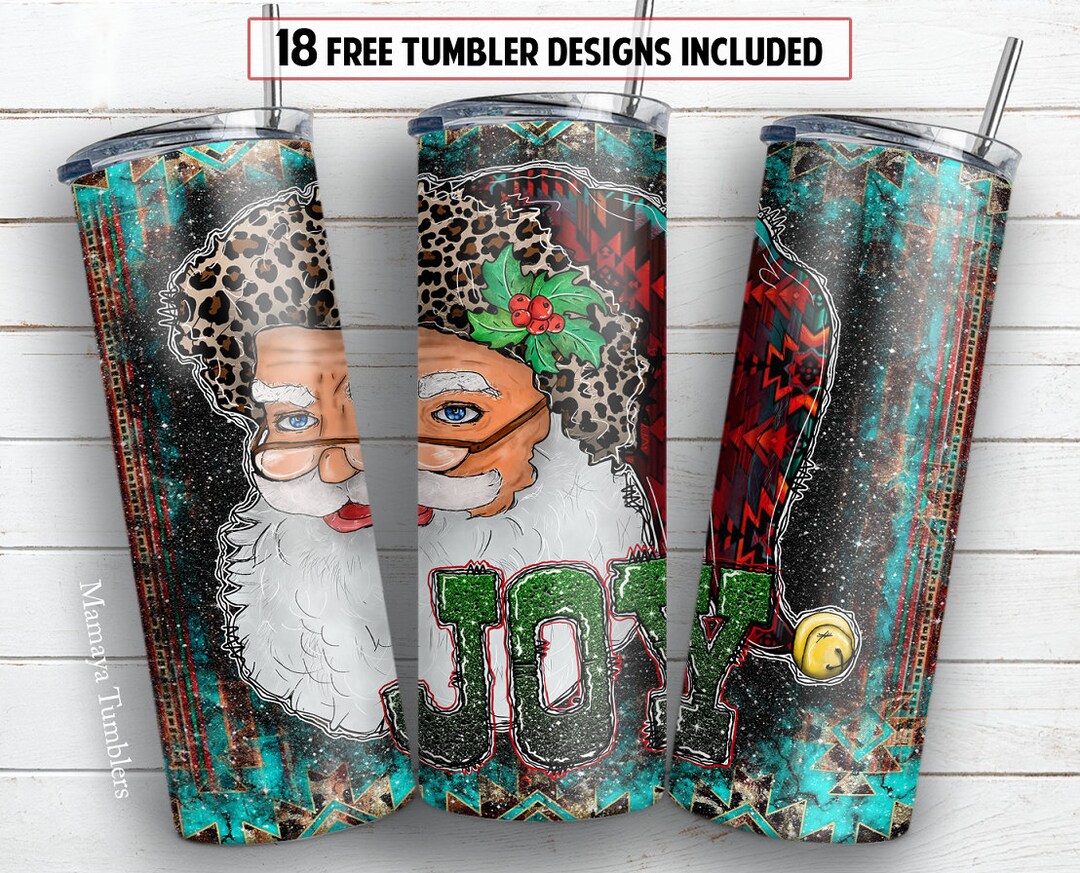 Santa 20 Oz Skinny Tumbler Sublimation Design Western Christmas Digital ...