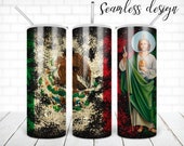 SEAMLESS San Judas Tadeo Tumbler PNG Design Mexican Flag