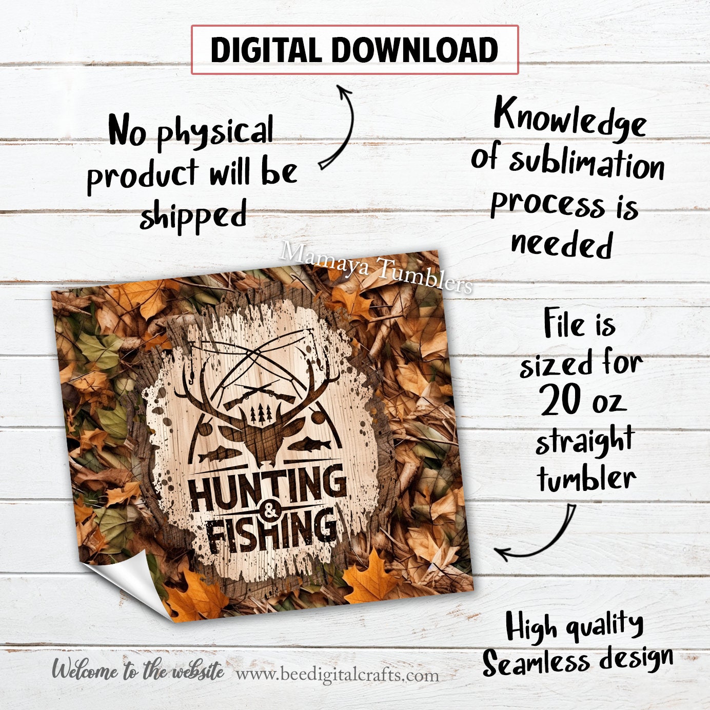 Hunting & Fishing 20oz Skinny Tumbler Sublimation Design Camo Nature ...