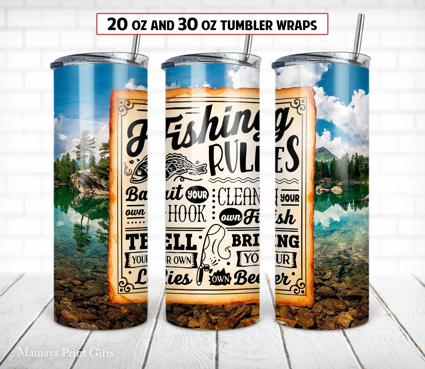 Fishing 20 Oz Skinny Tumbler Sublimation Design Lake Life Digital PNG ...