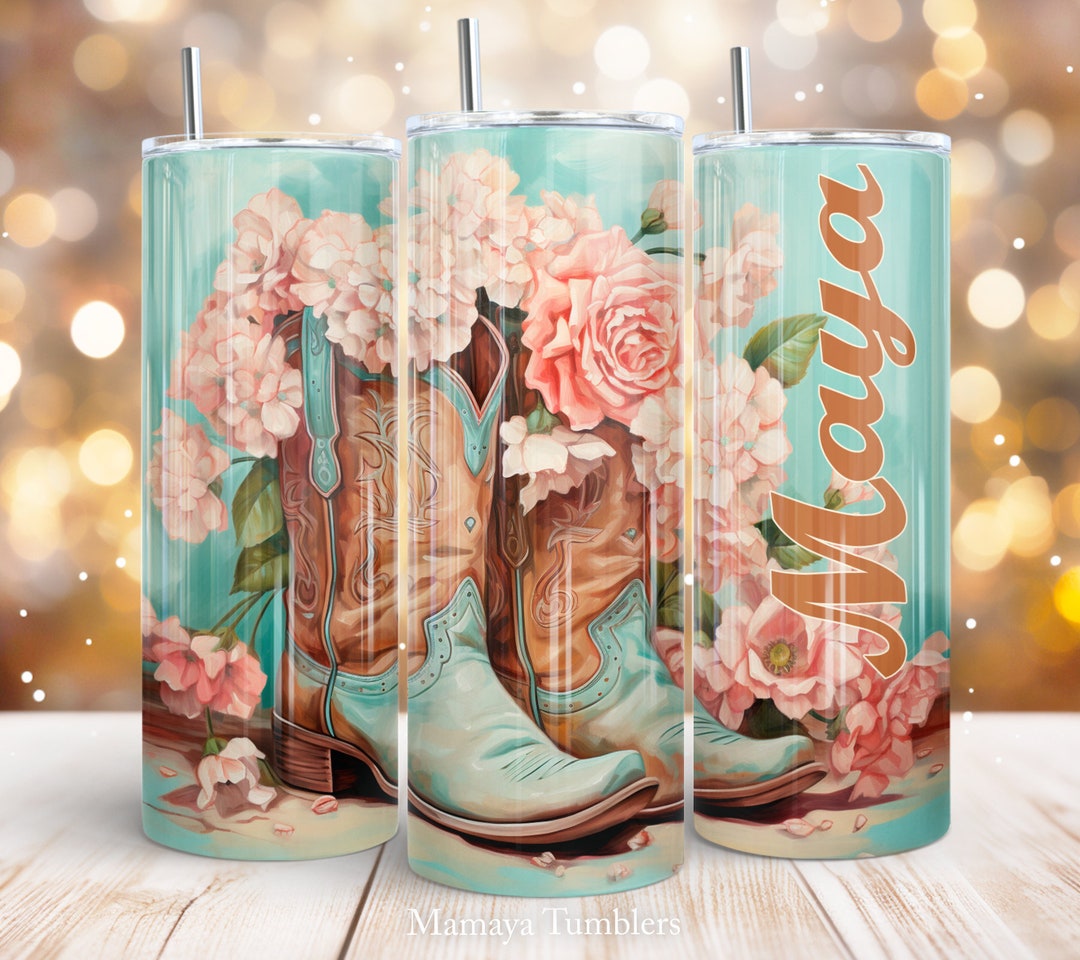 Cowgirl Boots 20 Oz Skinny Tumbler Sublimation Design Western ...