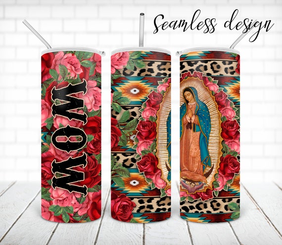 SEAMLESS Mom Leopard Aztec Tumbler PNG Design Mexican Our Lady - Etsy