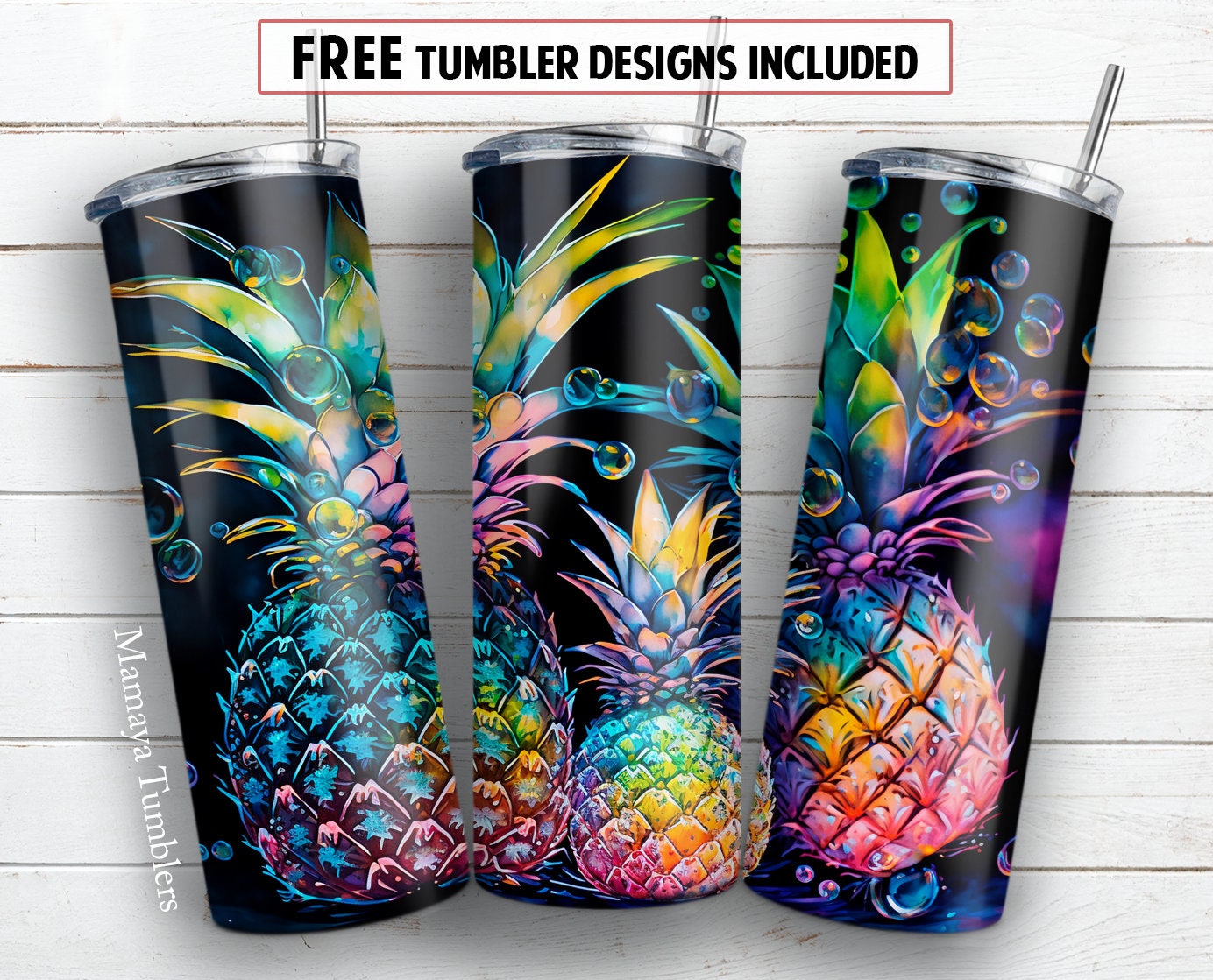 Clear Skinny Tumbler With Straw – Destination Pineapple