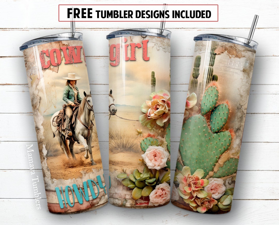 Scrapbooking Cowgirl 20 Oz Skinny Tumbler Sublimation Design Western ...