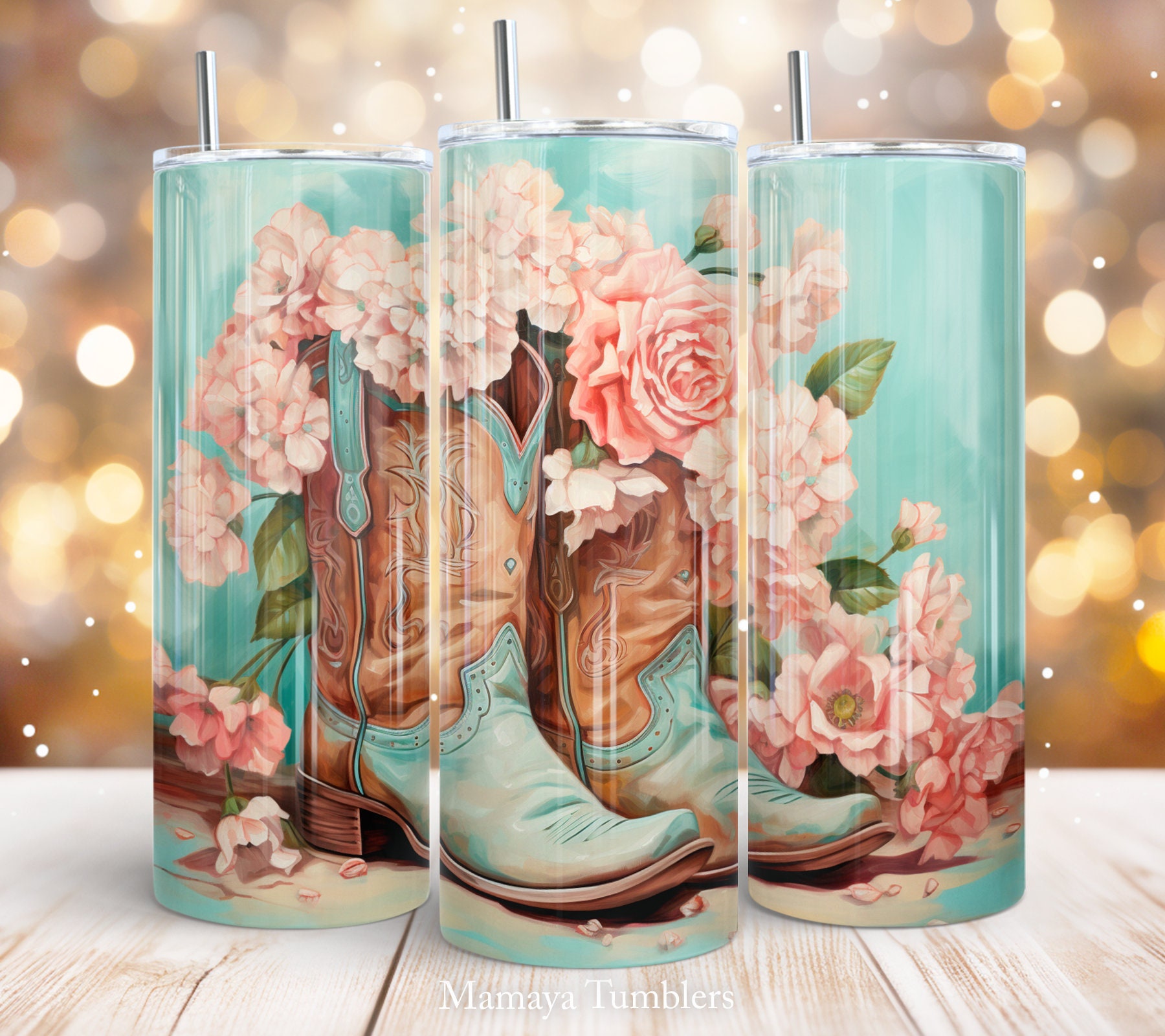 Cowgirl Boots 20 Oz Skinny Tumbler Sublimation Design Western ...