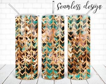 SEAMLESS cowhide teal glitter tumbler PNG design Western rustic 20 oz skinny tumbler STRAIGHT digital wrap