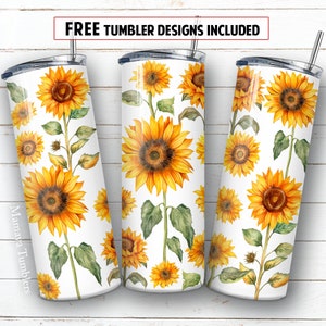 Sunflowers 20 oz skinny tumbler sublimation design Flower design Digital PNG Seamless  Straight wrap Waterslide download