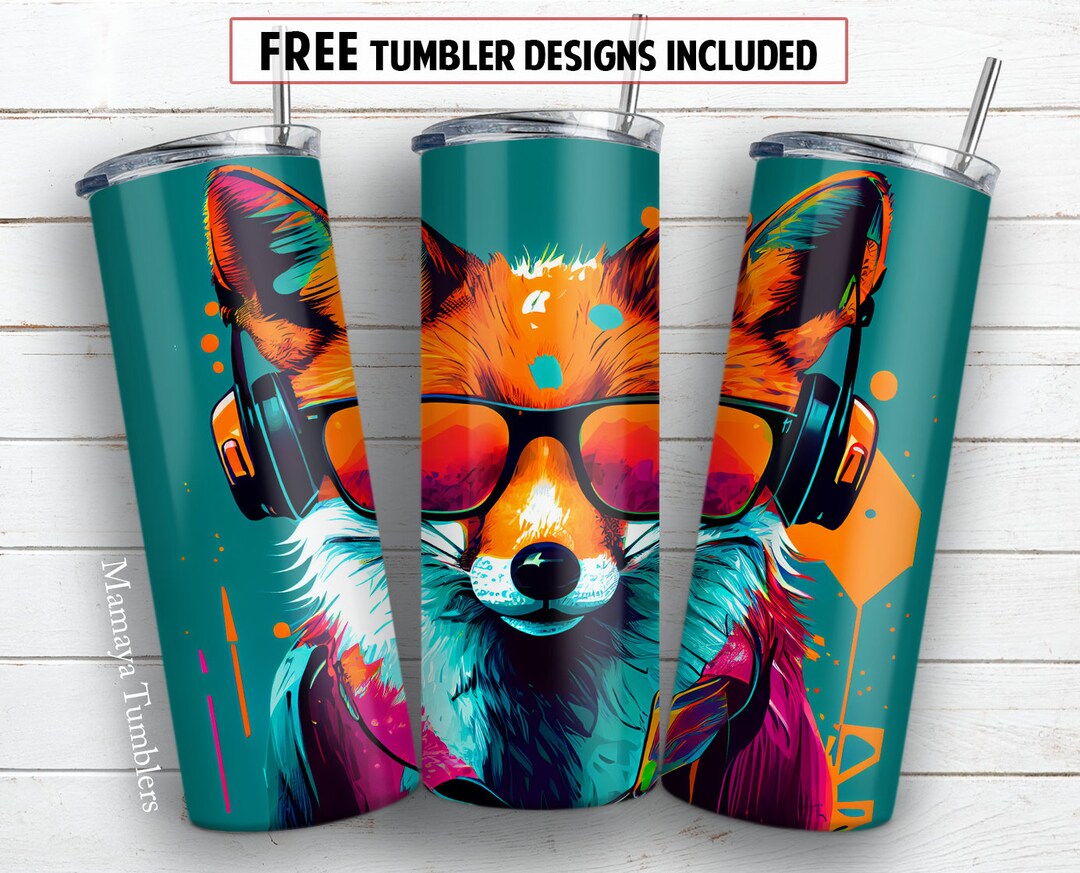 Fox With Sunglasses 20 Oz Skinny Tumbler Sublimation Design Funny ...