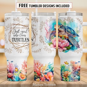 Just a girl who loves turtles 40 oz Quencher tumbler sublimation design Summer Sea animal digital PNG wrap Waterslide download