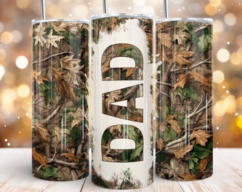 Papá 20oz flaco vaso diseño de sublimación Camo deja madera Bosque Camuflaje Digital PNG Envoltura recta Descarga de tobogán de agua