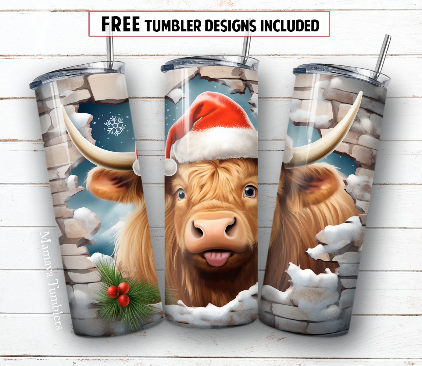 Christmas Cow 20 Oz Skinny Tumbler With Straw & Lid - Candy Cane Design -  Yahoo Shopping
