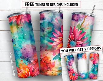 Flowers 20 oz skinny tumbler sublimation design Add text or name blank floral Seamless digital PNG Straight wrap Waterslide download