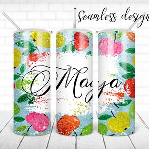 Nombre del profesor vaso DISEÑO PNG Apple glitter 20 oz flaco vaso RECTO envoltura digital