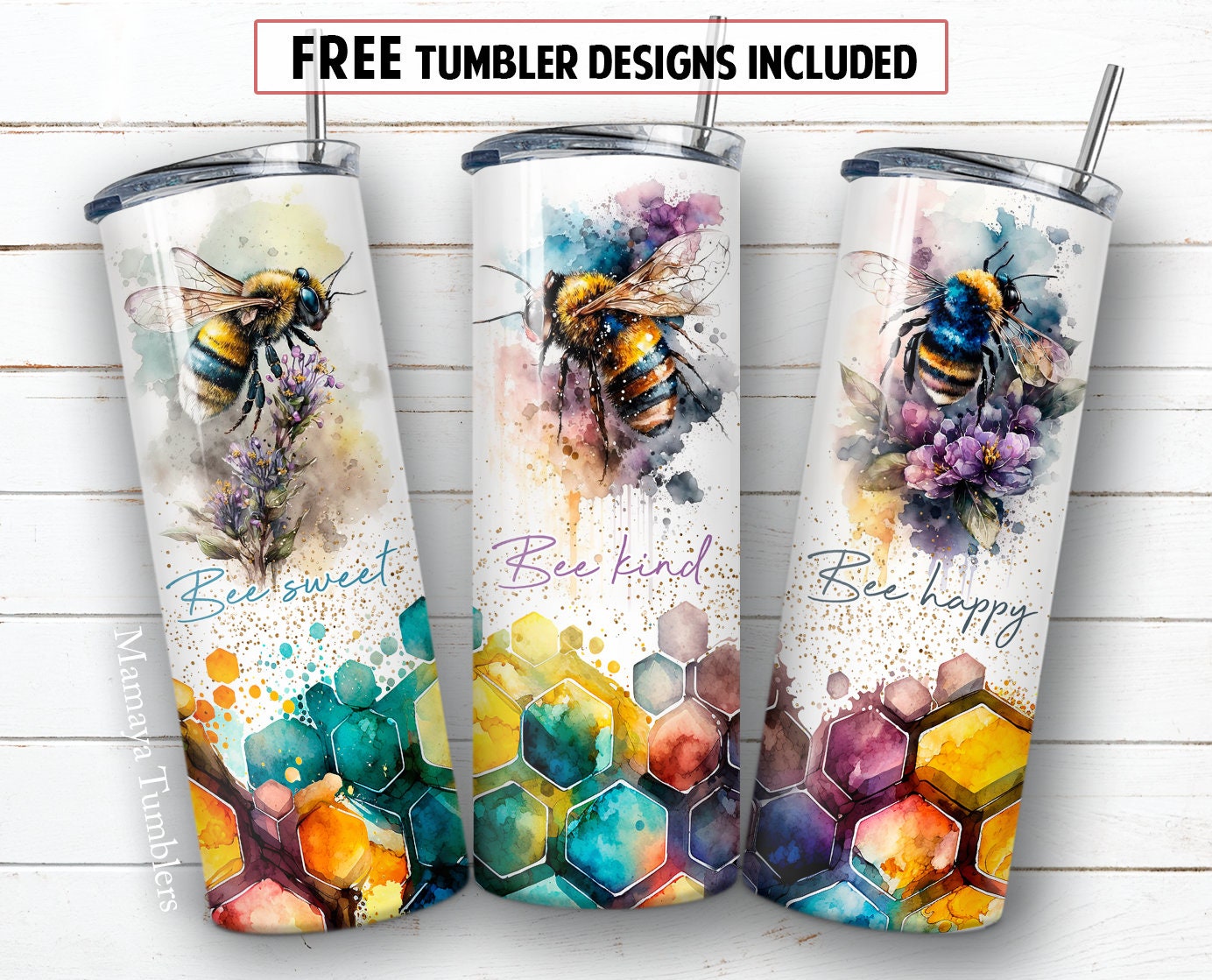 Bee Tumbler Wrap 40 oz Quencher, Sublimation Design