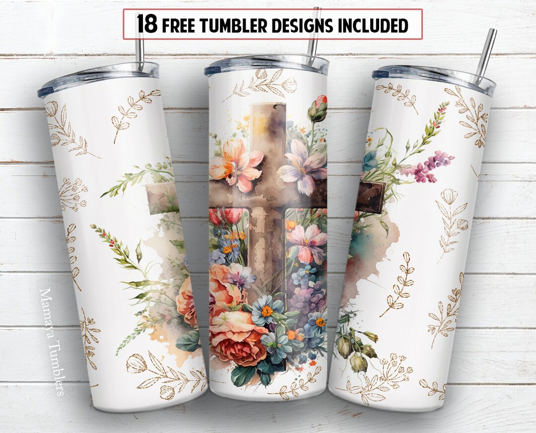 Christian Floral 20 Oz Skinny Tumbler Graphic by pennelmark245291 ·  Creative Fabrica