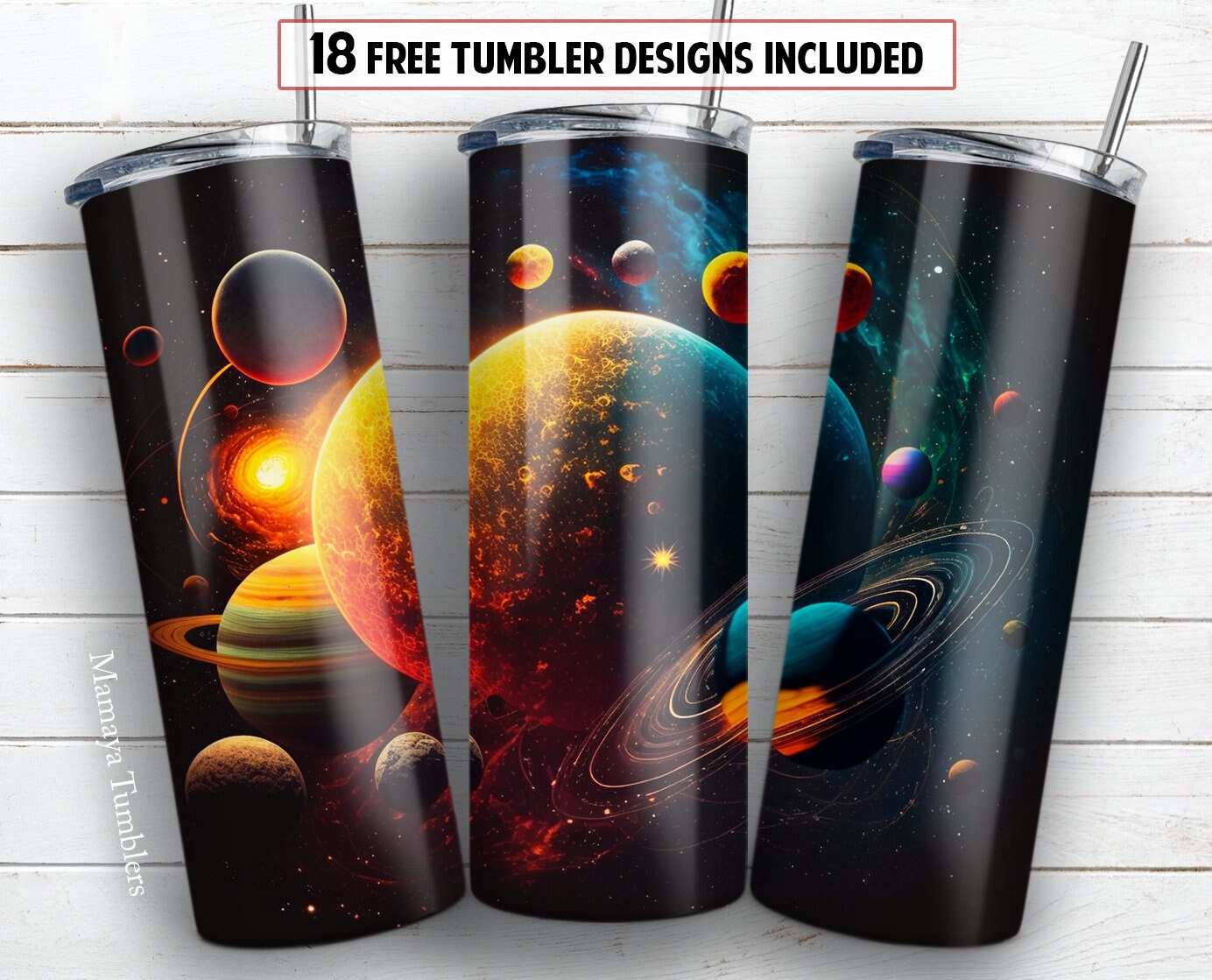 Blue Spaceship Rockets Sippy Cup Tumbler Combo 12oz Sublimation Tumbler