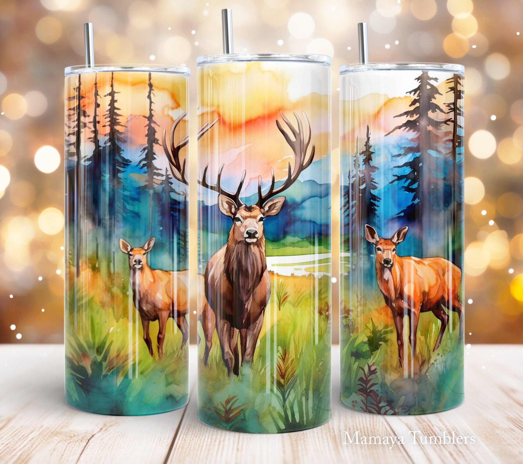Deer 20oz Skinny Tumbler Sublimation Design Hunting Wild Animal in the ...