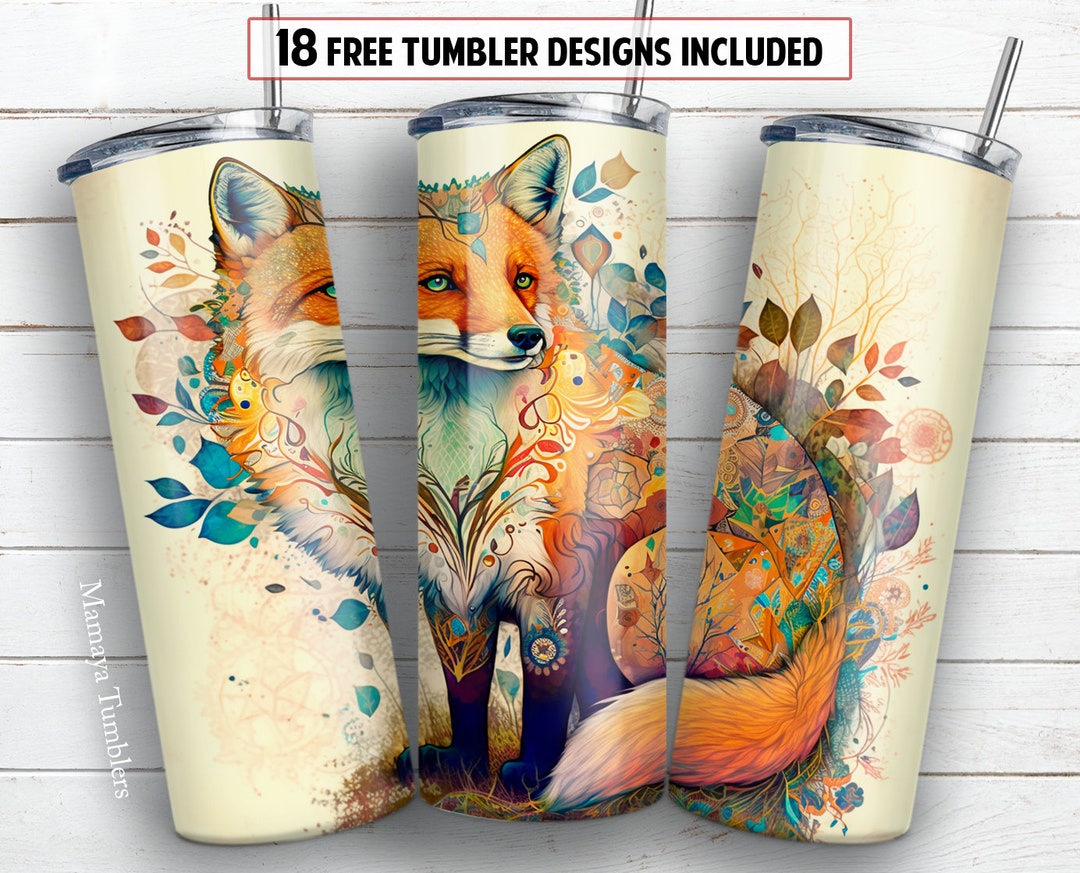 Fox 20 Oz Skinny Tumbler Sublimation Design Wild Animal Boho Fall ...