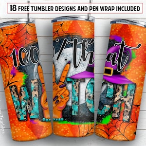 Halloween 20 oz skinny tumbler sublimation design 100% that witch PNG design + 30 oz tumbler template and Epoxy pen wrap design
