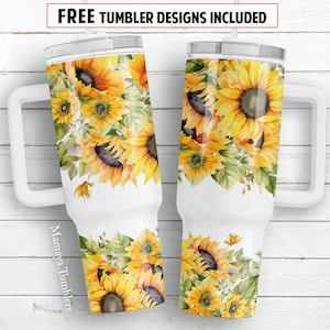 Sonnenblumen 40 Unzen Quencher Becher Sublimation Design Country Flower Floral Seamless digital PNG wrap Waterslide download