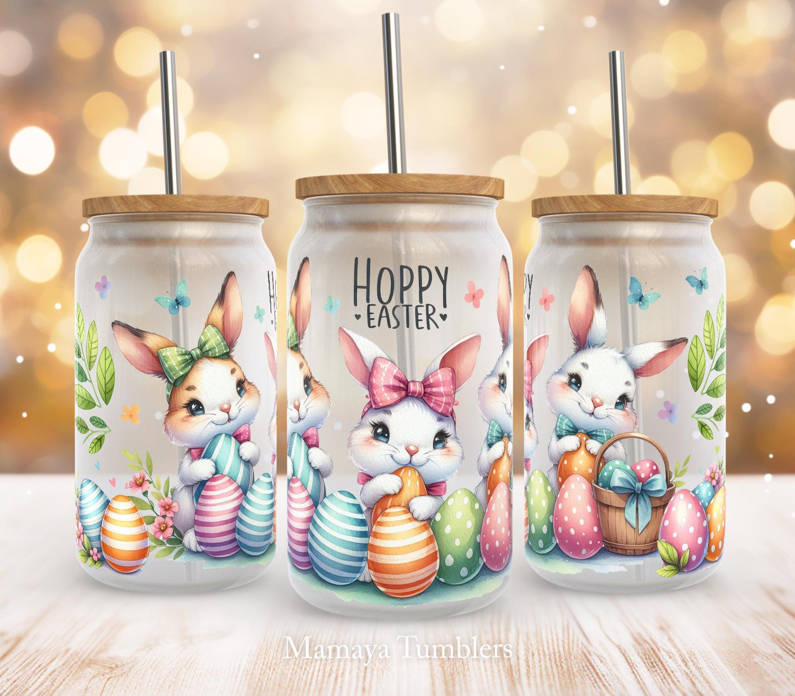 ホッピーイースター 16オンスガラス缶昇華デザイン イースターバニー