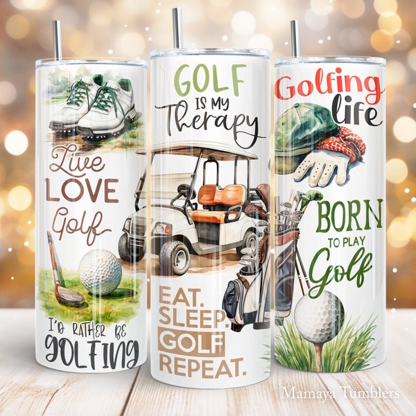 Golf quotes 20oz skinny tumbler sublimation design Golfing life Digital PNG Straight wrap Waterslide download