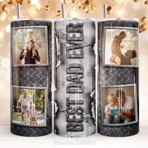 Bester Papa aller Zeiten 20 Unzen dünner Becher Sublimationsdesign Bilderrahmen Vatertag Straight Wrap PNG Wasserschiebevorlage Digitaler Download