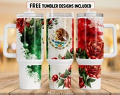 Mexican Flag and Roses 40 Oz Quencher Tumbler Sublimation