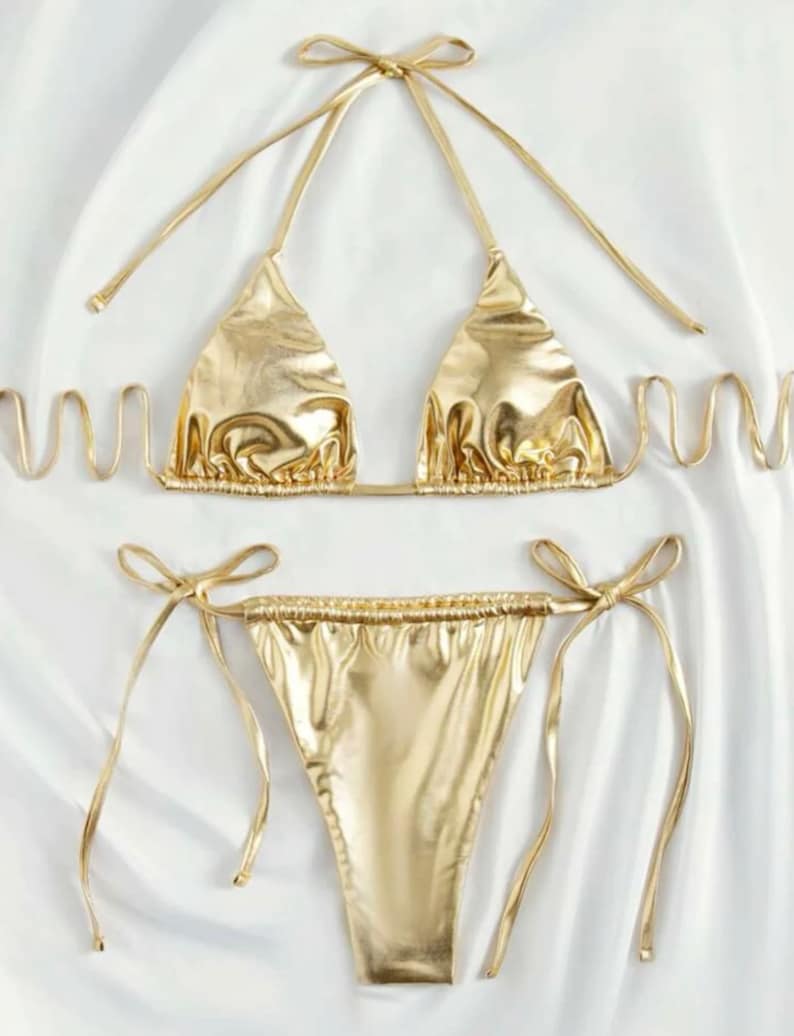 Metallic Gold Bikini Set Etsy