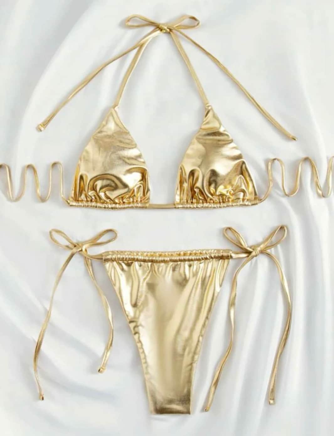 Getand Diagnostiseren Betekenisvol Metallic Gold Bikini Set - Etsy