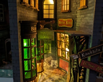 Knockturn alley themed Book nook, Wizards alley themed with extras.