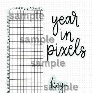 Year in Pixels Digital PDF Download for Bujo, Bullet, Journal, Spreads, pages, tracker, spread, journaling, log, planner